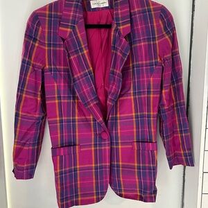 Vintage Casual Corner Plaid Blazer
